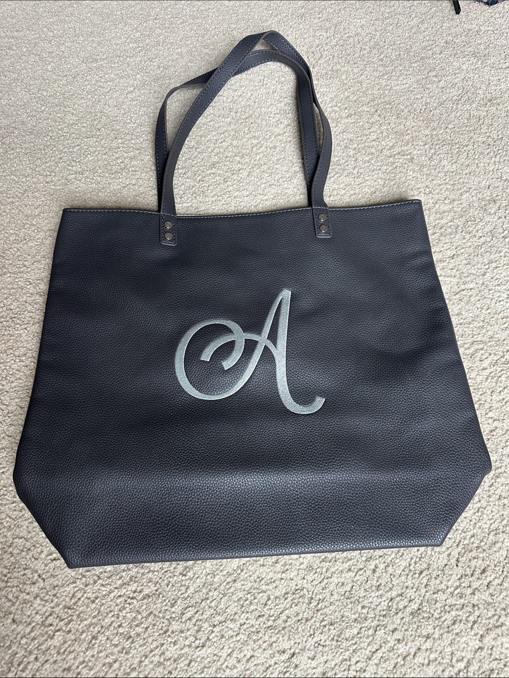 Thirty One Monogram 'A' Grey Tote Bag - Stylish Everyday Carry